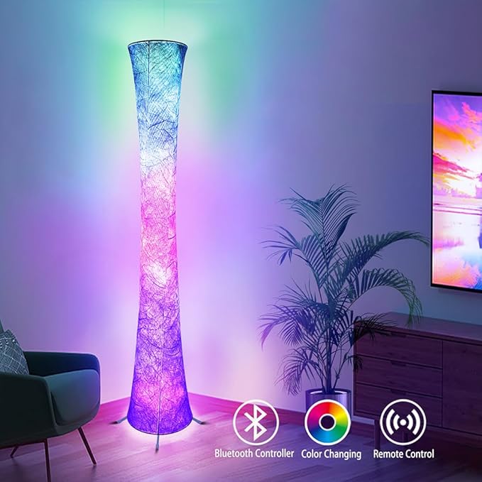 Floor Lamp, RGB Color Changing Led Smart Lamp, Music Sync, APP Remote Control, 62'' Standing Lamp for Living Room Bedroom Game Room