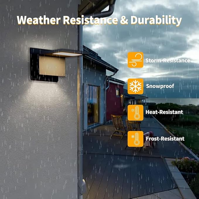 Outdoor Wall Sconce Light LED Wall Mount Lamp Modern Wall Lighting Fixture Aluminum Black Lantern for Porch Front Door Garden Yard Patio Garage Walkway Hallway