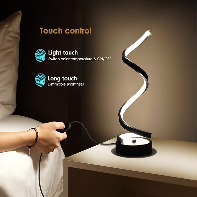NUÜR Table Lamps for Living Room Set of 2, Black Dimmable LED Lamp, Small Bedside Lamps, Nightstand Lamp for Bedroom Office Home Living Room