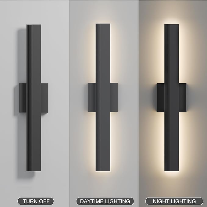 LamQee 23.6 In Aluminum Long Outdoor Wall Light, 3000K 1600LM Integrated LED Waterproof IP65, Linear Modern Exterior Lighting Fixtures Wall Mount Outside Sconce for House Porch Patio Garage Front Door