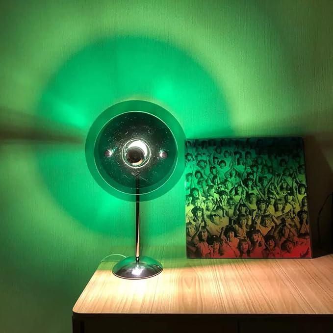 Sunset Table Lamp Projection Rainbow Night Light Atmosphere Home Decoration USB LED Photography Lighting for Wall Decor Lights (Wave Style)
