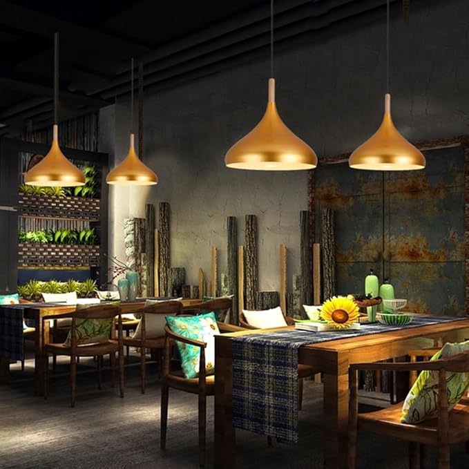 Creative Colorful Wood Metal Pendant Light, Nordic Modern Hanging Light Fixture, Single Rustic Farmhouse Pendant Lamp, Simple Retro Pendant Lighting for Kitchen Island Dining Table (Gray,16.5in)