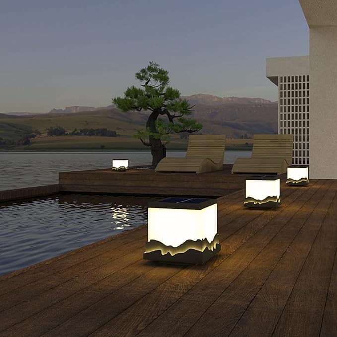 Ozarke Sun Glow Solar Powered Outdoor Lights - Stainless Steel Rechargeable Cordless Floor Lamp for Yard Pathway Patio Porch Garden Decoration, Warm 3000K IP65 Weather-Resistant