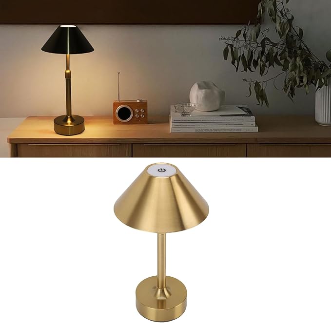 Garosa Cordless Table Lamp Dimmable Rechargeable Battery Powered Lamp with Telescopic Pole, 3 Colors, Iron for Indoor Outdoor