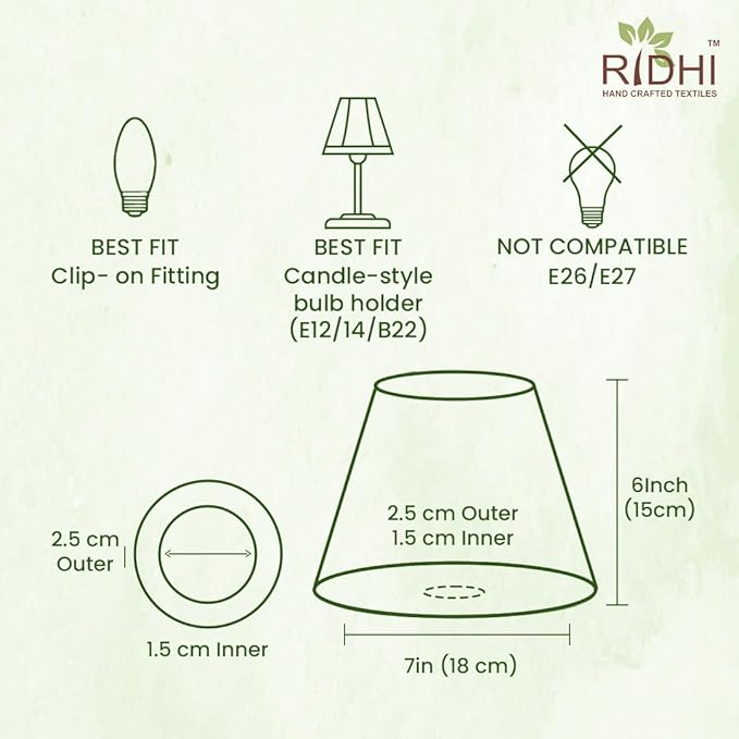 Ridhi Block Print Powder Blue Lamp Shade 4" Top x 5" Bottom x 6" Slant Handmade Pleated Cotton Lampshade, Fits E26/E27 Base Table Lamps Boho Vintage Decorative for Bedroom, Living Room
