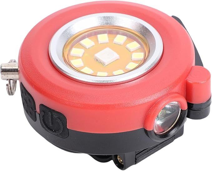 Alomejor Keychain Flashlight, Aluminum Alloy Mini RGB Work Light with Rechargeable Battery, Perfect for Camping and Car Repair (Red)