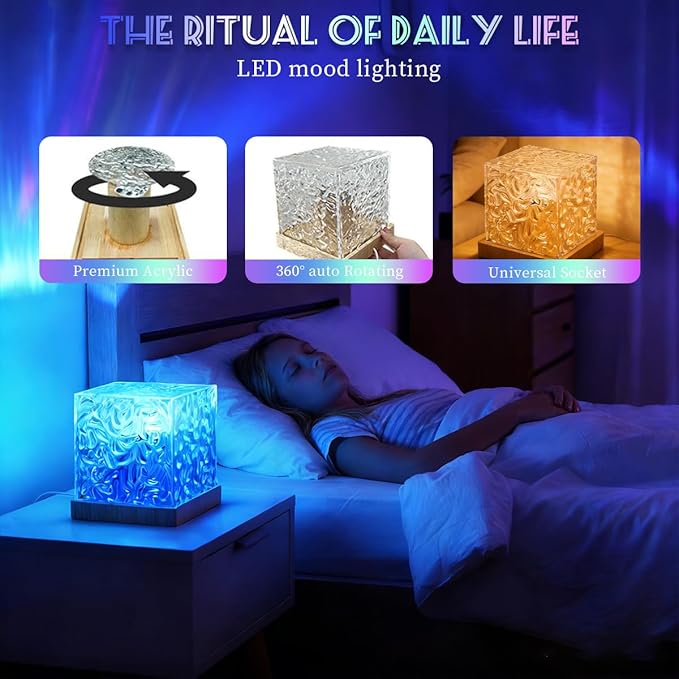 Northern Light projector with USB port, 16 color aurora with remote control function, 24 key aurora night light projector, lighting atmosphere night light, Birthday Gift, Valentine's Day Gift