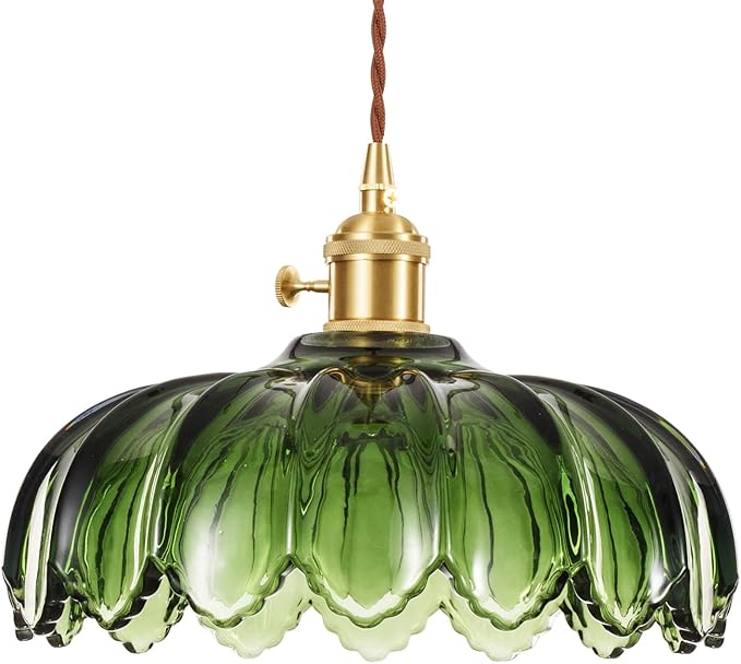 Vintage Pendant Light Fixtures: Glass Pendant Lights Kitchen Island, Green Pendant Light, Modern Chandelier Pendant Green Light Fixture for Bedroom Dining Room