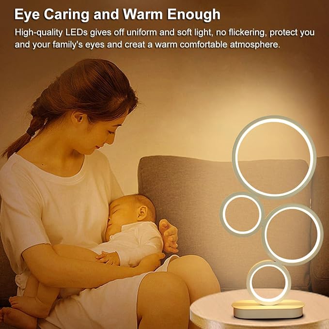 LED Table Lamp, Modern Bedside Lamps for Nightstand, 18W Dimmable LED Desk Lamp, 3 Color Nightstand Lamp Desk Light Reading Lamp for Living Room, Bedroom, Office, Study and Work - White