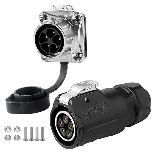 CNLINKO LP20 Reverse Mount 5-Pin Waterproof Circular Electrical Connector, IP68 Female Plug Male Socket for Automotive Machinery and Outdoor Use Quick Connect Aviation Connector (Plastic Plug)