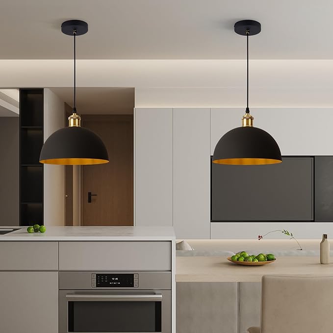 Modern Industrial Black Chandelier 9.8 inches, line Length 78.74 inches, Kitchen Island, Bedroom, Dining Room, Living Room, Hallway