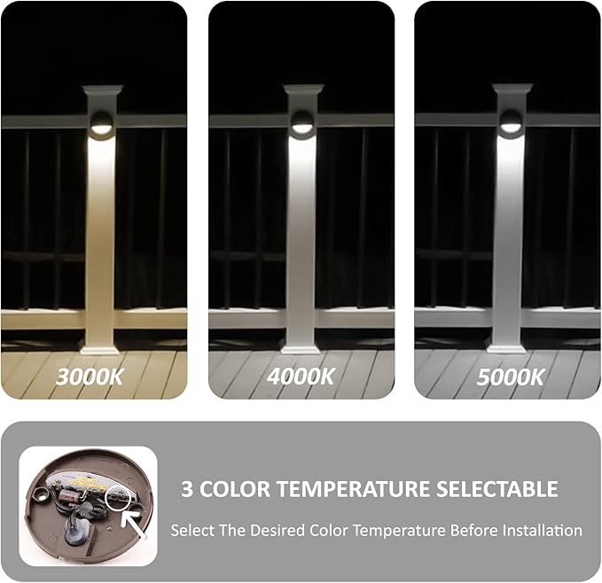 Low Voltage Deck Lights Outdoor, 12V LED Low Voltage Post Fence Stair Lights Wired Outdoor with Connector, 3W LED Chips, 3CCT, Aluminum Housing, IP65 Waterproof, ETL, Brown, Pack of 6