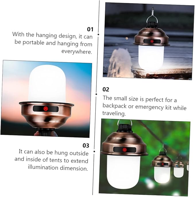 1pc Retro Led Camping Lamp Portable Outdoor Rechargeable Lantern for Tent Hiking Fishing and Emergency Use Lightweight Convenient Hanging Design for Camping Adventures