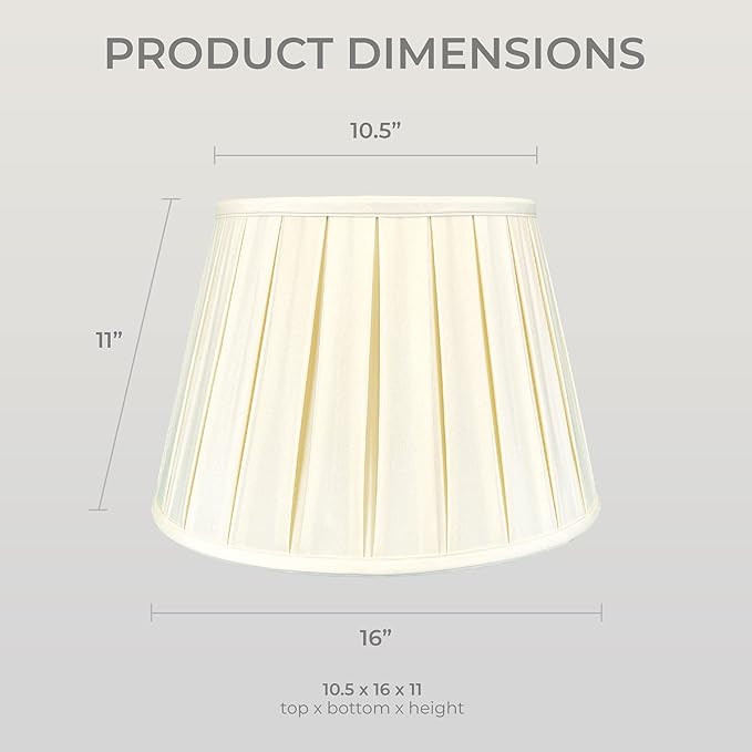 Royal Designs, Inc. Empire English Pleat Lamp Shade, BSO-724-16EG-2, 10.5 x 16 x 11, Eggshell, Set of 2