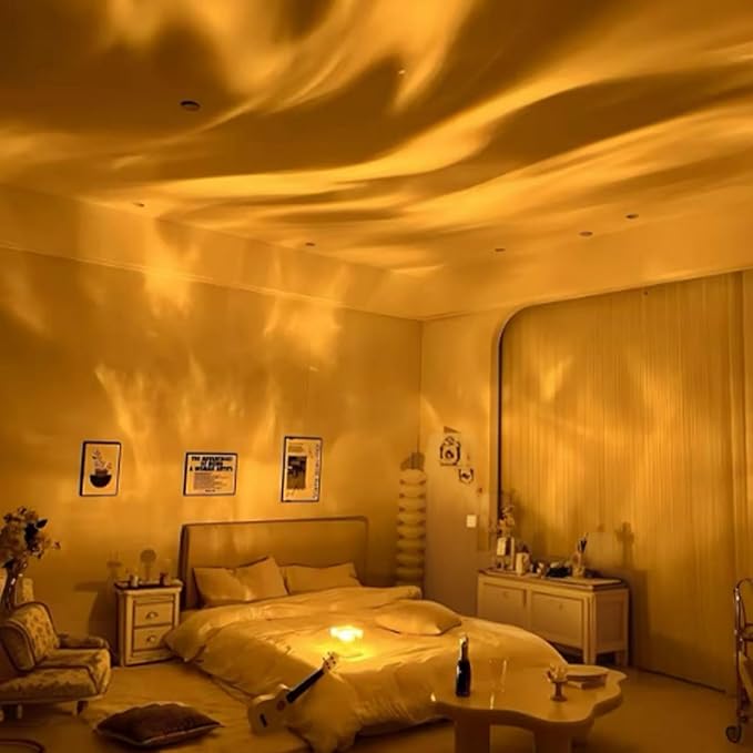 Ocean Wave Ceiling Projector, Colors Changing Show Aurora Glow Lamp with Remote, Sunset/Cloud Led Night Light, Northern Lights, Luminorthe Cube lamp for Bedroom/Room Decor(Big)