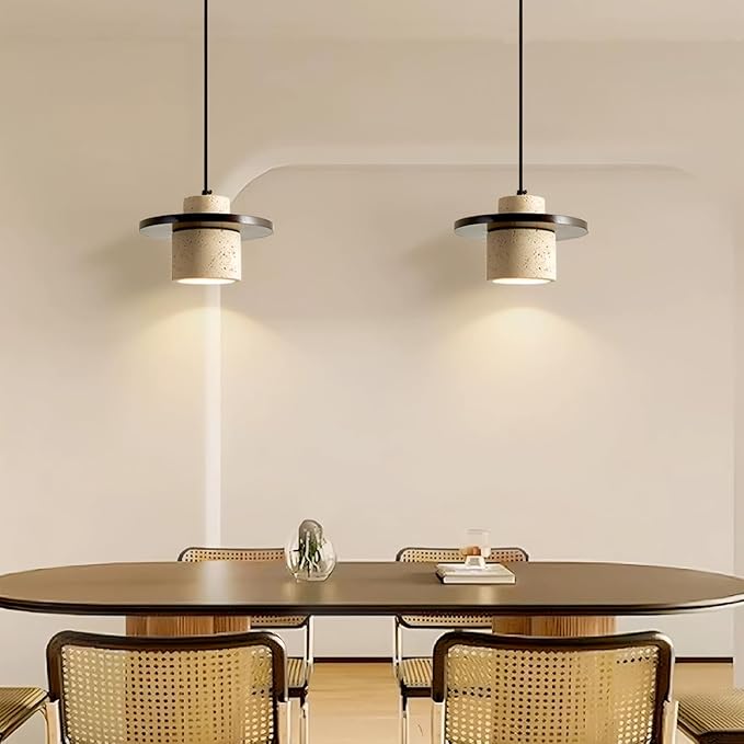 Large Wabi Sabi Pendant Light 9.85in Nordic Chandeliers with Natural Stone Shade Simple Hanging Light Fixture for Dining Room Bedside Kitchen Island