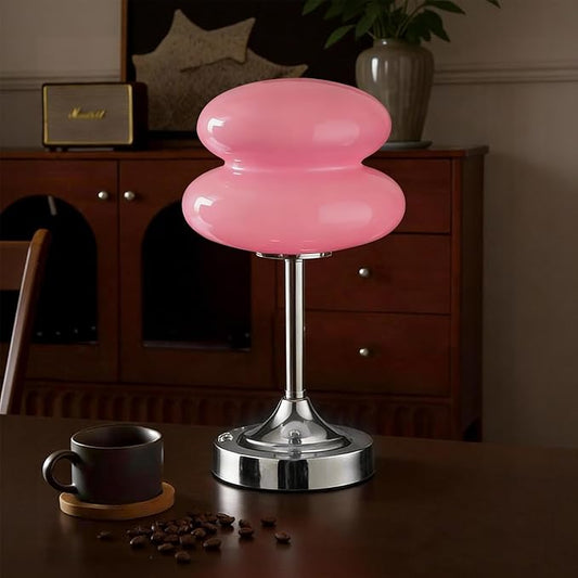 Cordless Mushroom Lamp Table Lamp for Bedroom, Battery Operate Mini Modern Mid Century Lamps,Unique Aesthetic Home Living Room Decor