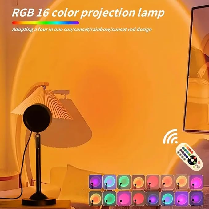 Sunset Lamp Projector, Rainbow Projection Led Lights with Remote, 16 Colors Multicolor Changing LED Night Light, Sunlight Light for Photography Selfie Party, Home Bedroom Decor Xmas Gifts for Women