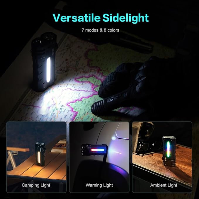 LOOP GEAR SK05 2850 LM Rechargeable Flashlight with 6000mAh Power Bank, IP68 Waterproof EDC Flashlight, Magnetic Camping Light with Flood/Spot/RGB Sidelight for Outdoor Hiking Emergency Survival Gear