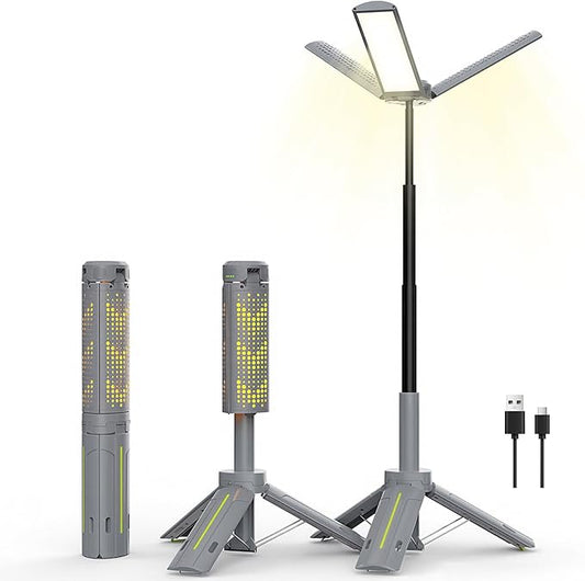 BUBRA Telescopic Camping Lantern with Stand (40" Tripod), 8000mAh Rechargeable Camping Light & Lantern Flashlight - Portable Work Light for Power Outages, Valentine's Day Gifts for Him Dad