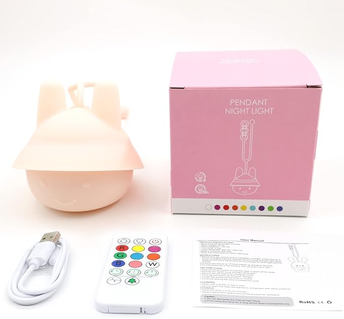 ShaArkMango Baby Car Seat Night Light, 9 Color Changing Dimmable LED Nursery Light, USB Rechargeable BPA-Free Silicone Portable Light for Stroller Camping Baby Shower