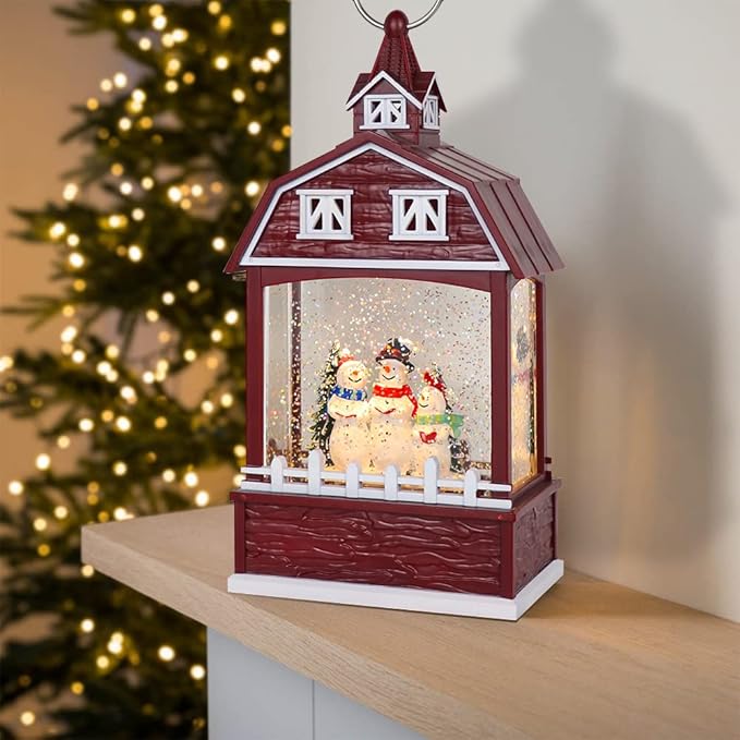 Eldnacele Musical Snow Globe Lantern with Timer, Lighted USB/Battery Operated Swirling Singing Water Glittering Light, Snow Globes Lantern for Adults and Kids Christmas Decoration- Snowman