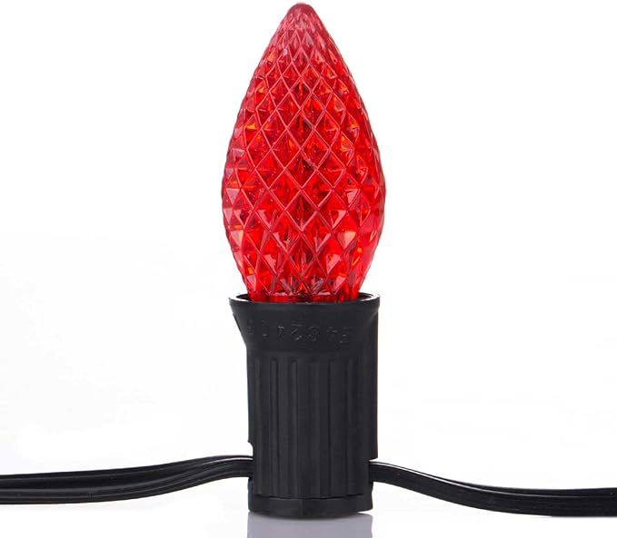 50 Pack C7 LED Replacement Christmas Light Bulb, C7 Shatterproof LED Bulbs for Christmas String Lights, E12 Candelabra Base, Commercial Grade Dimmable Holiday Bulbs, Red