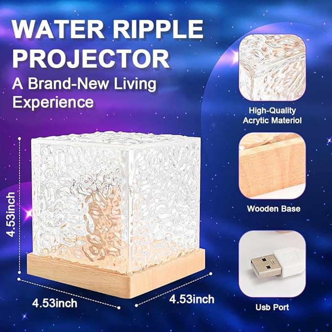 Ocean Wave Projector Light, 16 Colors Gradual Rotating Water Lamp with Remote Control, for Office Bedroom,Women's Day Gift(Charge)