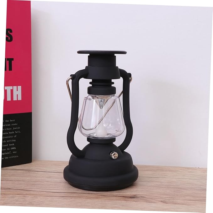 POPETPOP Rechargeable Solar Retro Horse Light Portable Camping Lantern with Hand Power Generation Multi Function Tent Light for Hiking Emergency Outdoor Use Black