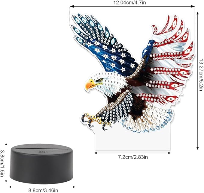 Flag Eagle Diamond Art Painting Night Light,Diamond Art Painting Kits Desktop Touch Lamp Ornaments for Tabletop Decor Diamond Art Accessories for Adult Beginner Bedrooms Living Room
