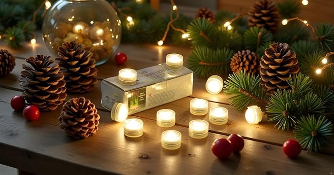 Mini Waterproof Battery Christmas LED TeaLight 20pcs 1.2" Battery Powered LED Puck Accent Light for Party Events Wedding Hallowen Pumpkin Light Pond Fountain Decor(Warm White)