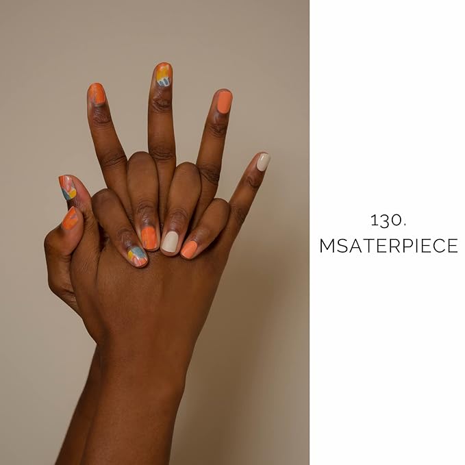 NAILOG Semi Cured Gel Nail Strips for Easter, 20Pcs Art Painting Orange Long Lasting Gel Nail Stickers, Salon Quality Easy Apply & Remove Works with Any UV/LED Nail Lamps, Masterpiece