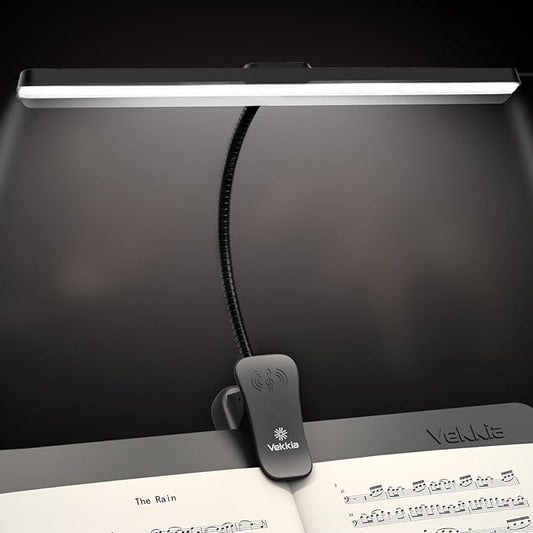 Vekkia Professional 116 LED Rechargeable Music Stand Light - Foldable Clip-on Lamp, Eye-Protective, 5 Brightness & 3 Color Temp Adjustments, for Piano, Reading