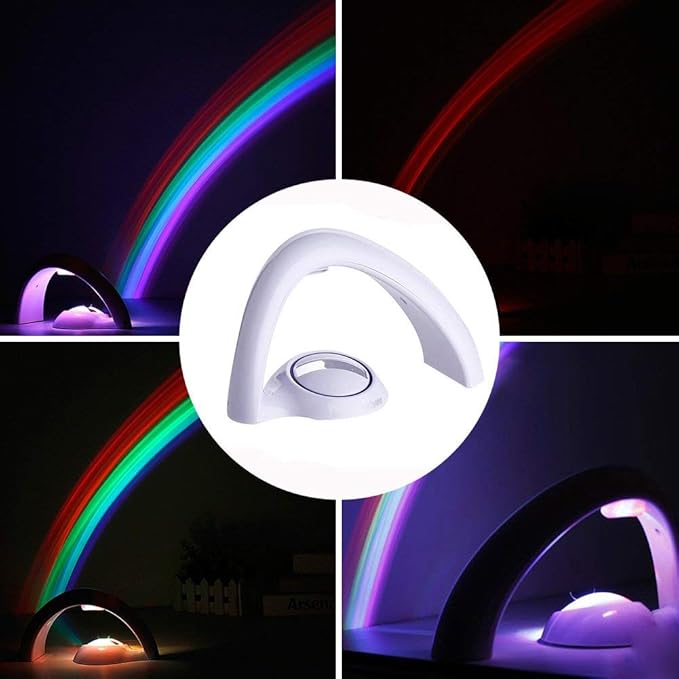 MIFXIN Rainbow Projector - Colorful LED Night Projection Light & Desk Lamp for Kids - 2 Modes, Battery Operated Table Light