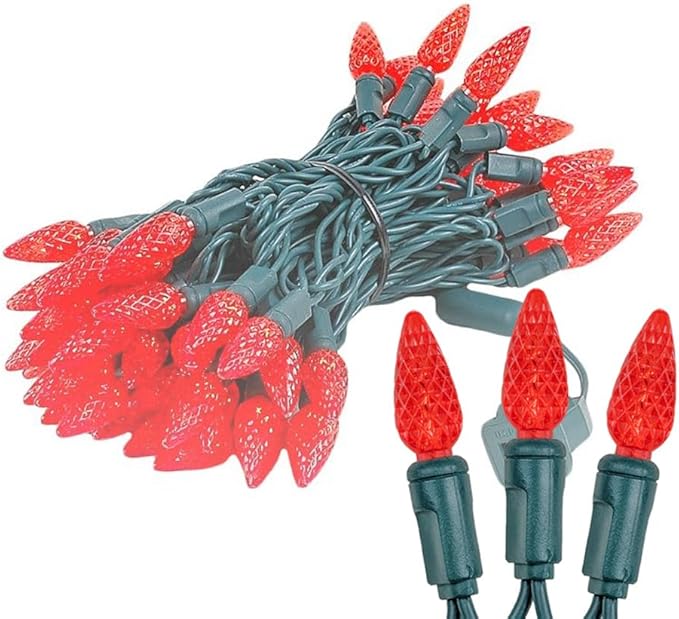 Novelty Lights 24FT 70 LED C6 LED Christmas String Lights, Commercial Grade Outdoor Tree Decorations (Red)