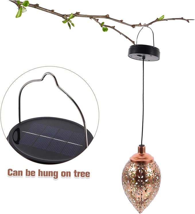 Kisangel Outdoor Waterproof Hollow Projection Lantern for Garden and Patio Solar Powered Tiki Torch Light with Flickering Flame for Yard and Lawn Decoration