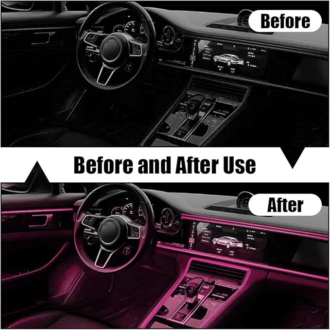 EL Wire Interior Car LED Strip Lights, USB Car Neon Light Strip with Sewing Edge, 16FT Neon Light 5V with Fuse Protection, Electroluminescent Car Indoor Decorations (Pink)