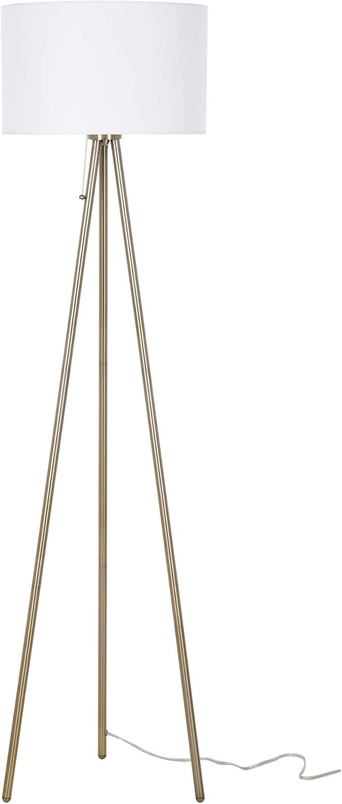 Catalina Lighting 22965-000 Mid-Century Modern Tripod Floor Lamp, Standing Lamp, Living Room Floor Light, LED Bulb NOT Included, 61.25", Antique Brass