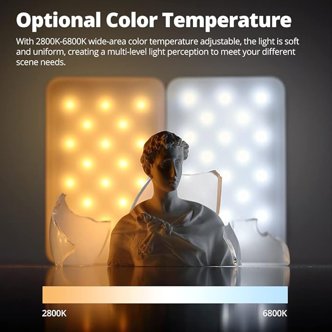AMBITFUL A3 Full Color RGB LED Mini Light, Built-in FX Effects,350LX(0.5M,5500K) RA/95 TLCI/97,2800-6800K LED Video Light Panel with Mobile APP Control (White)