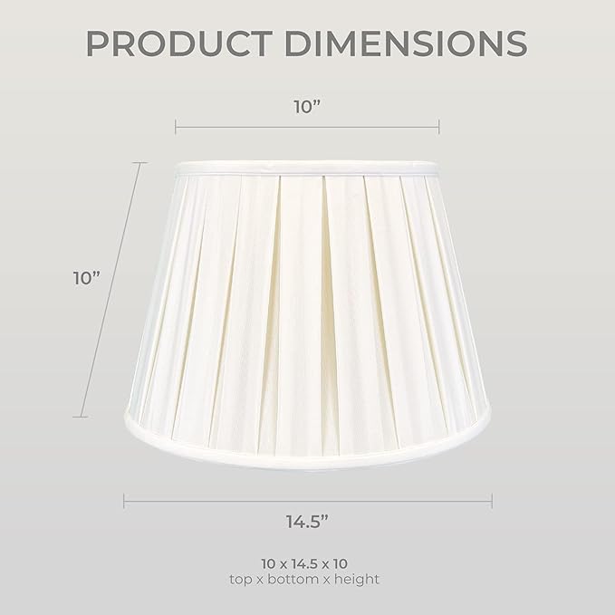 Royal Designs, Inc. Empire English Pleat Lamp Shade, BSO-724-14WH, 10 x 14.5 x 10, White