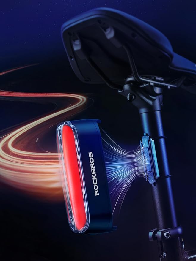 ROCKBROS Magnetic Bike Tail Light, USB-C Rechargeable, IPX6 Waterproof, 7 Modes, Safety Cycling Light for Road & Mountain