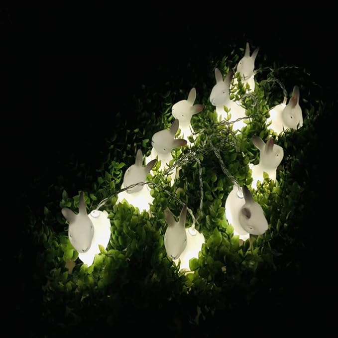 ABOOFAN String Easter Rabbit Lights Easter Electric Lights Led Rabbit Party Ornament Led Bunny White Outdoor Animal