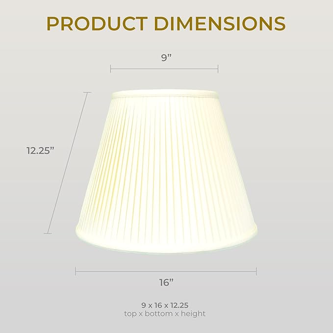 Royal Designs, Inc. Deep Empire Pleated Large Lamp Shade, BSO-728-16EG, Eggshell, Spider Fitter, 9 x 16 x 12.25 inch