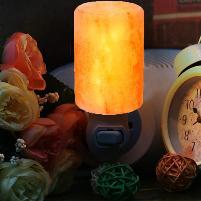 4 Pieces Himalayan Salt Lamp Plug in Night Light Salt Lamp, 360 Degree Adjustable Wall Plug for Bedroom Night Light