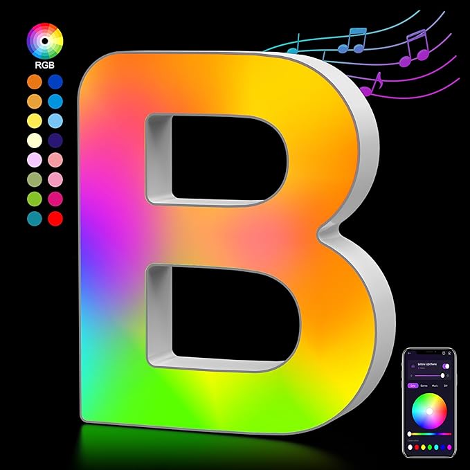 Light Up Letters LED Letter - Marquee Letters Room Decor Alphabet Letter Music Sync Color Change Colorful - Christmas Birthday Gifts for Girl 2/3/4/5 Year Old Girl Gifts Gifts for Teenage Girls