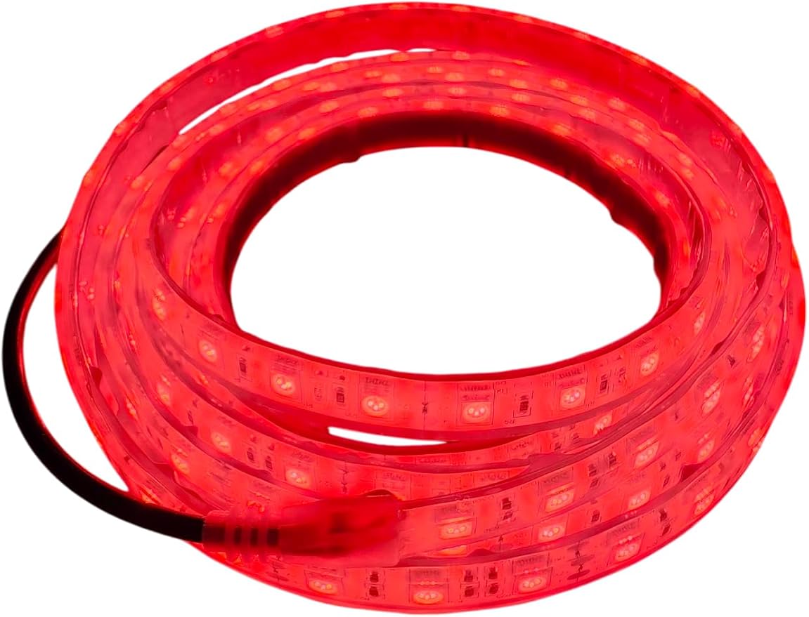 T-Toplights 8FT RED Marine Submersible Strip | 12V LED Boat Light | IP68 Waterproof Tape | Under Gunnel Lights