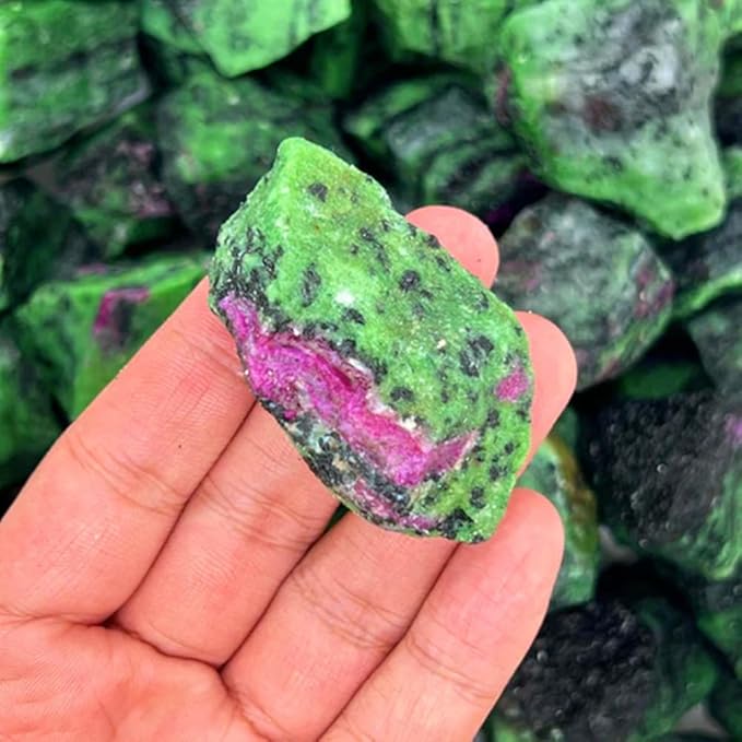 Zenkeeper 1Lb Ruby Zoisite Raw Stones for Tumbling, Polishing, Rough Ruby Zoisite Crystals Bulk Rough Gemstone for Jewelry Making, Healing, Meditation, Reiki