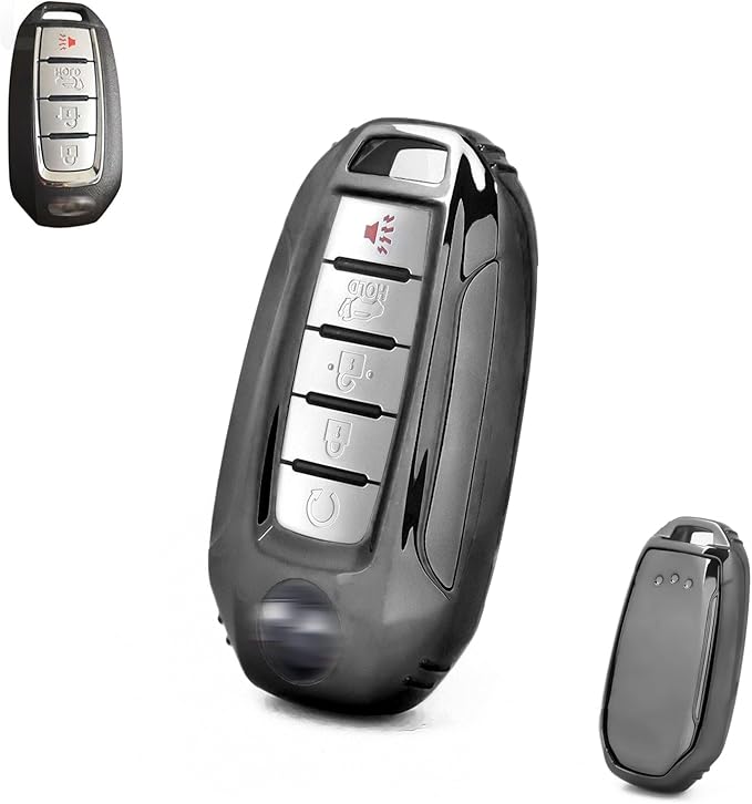 x xotic tech Black TPU Key Fob Shell Full Cover Case,Compatible with Infiniti Q50 Q60 QX50 QX55 QX60 Smart Keyless Entry Key