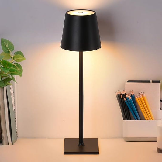 COSYLUX Portable Cordless Small Table lamp, Color & Brightness Dimmable Night Light with Touch Sensor, Rechargeable Battery Operated LED Nightstand Lamp for Bedroom Bedside, Black