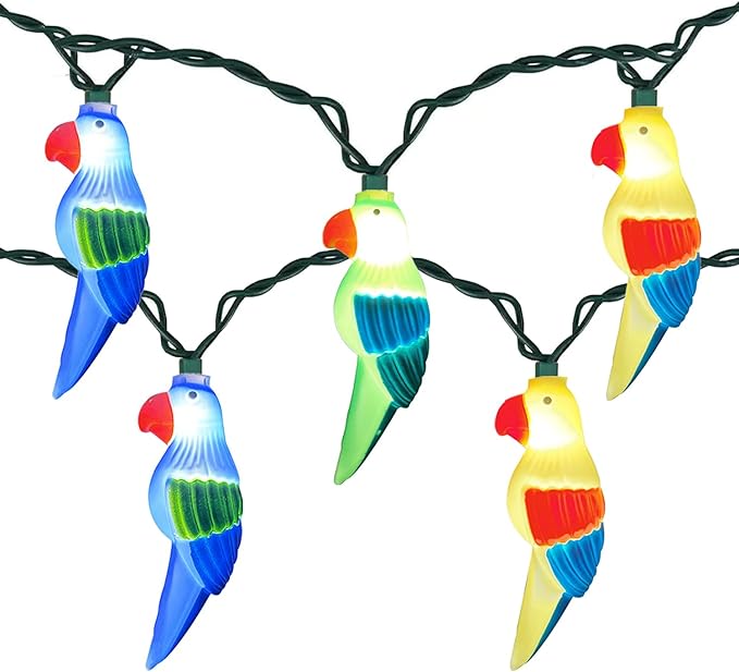 SUNSGNE LED Parrot Bird Lights String, 8.5ft Decorative Indoor Hanging String Lights with 10 Parrot Lights, Plug-in LED Cute String Lights for Party Birthday Holiday Decor